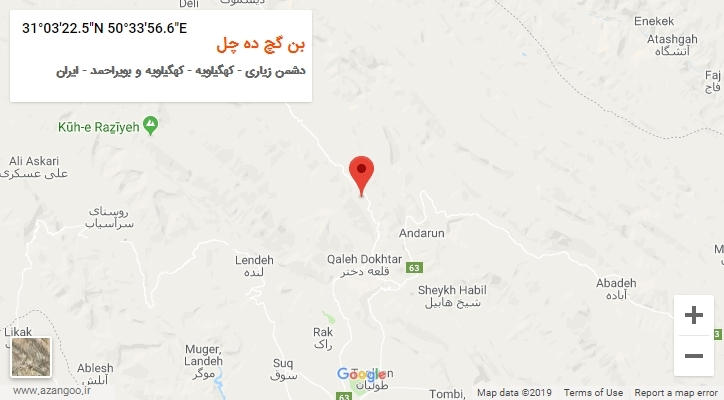 روستای بن گچ ده چل بر روی نقشه
