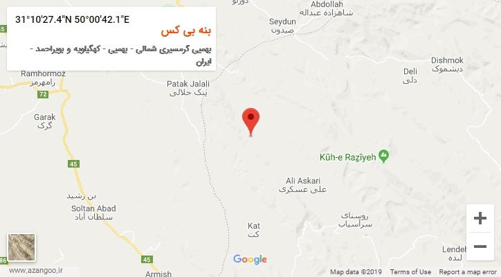 روستای بنه بی کس بر روی نقشه