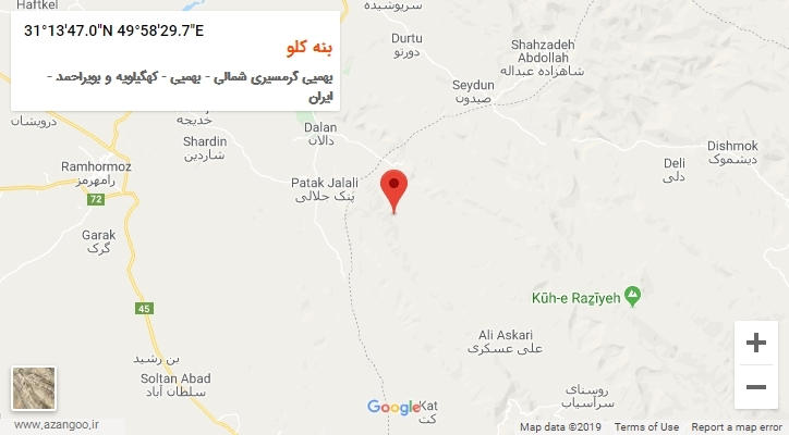 روستای بنه کلو بر روی نقشه