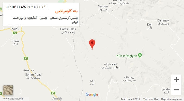 روستای بنه کلومرتضی بر روی نقشه