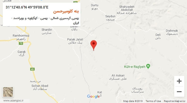 روستای بنه کلومیرحسن بر روی نقشه