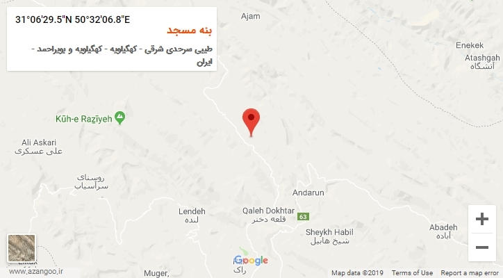 روستای بنه مسجد بر روی نقشه