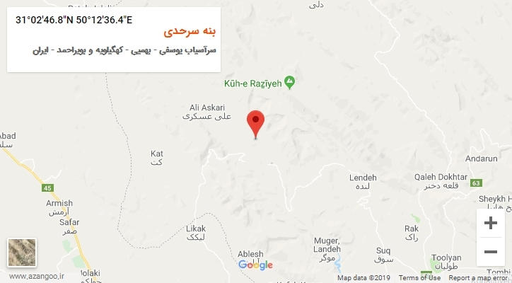روستای بنه سرحدی بر روی نقشه