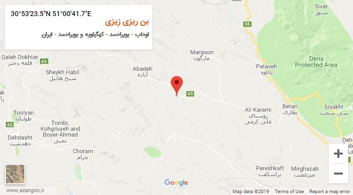 روستای بن ریزی زیزی بر روی نقشه