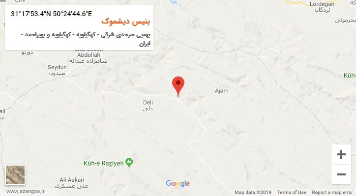 روستای بنیس دیشموک بر روی نقشه