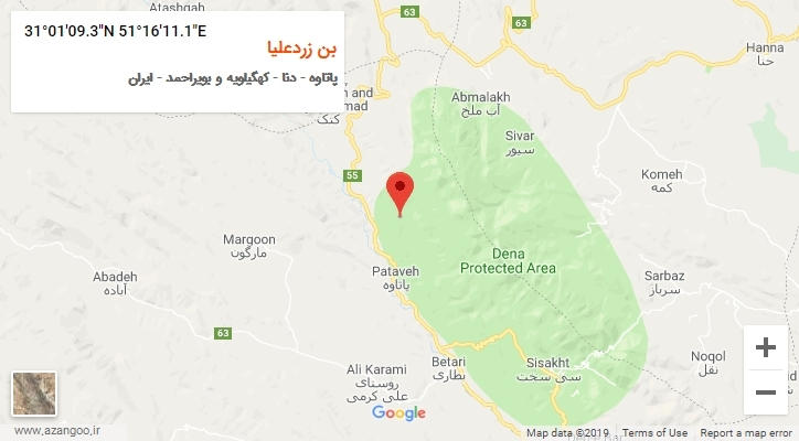 روستای بن زردعلیا بر روی نقشه
