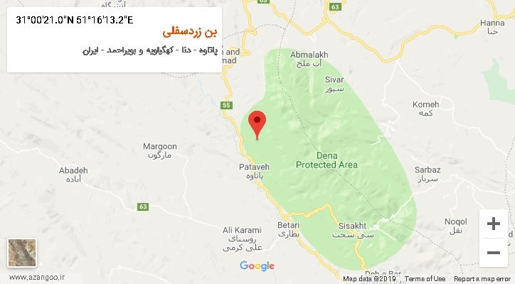 روستای بن زردسفلی بر روی نقشه