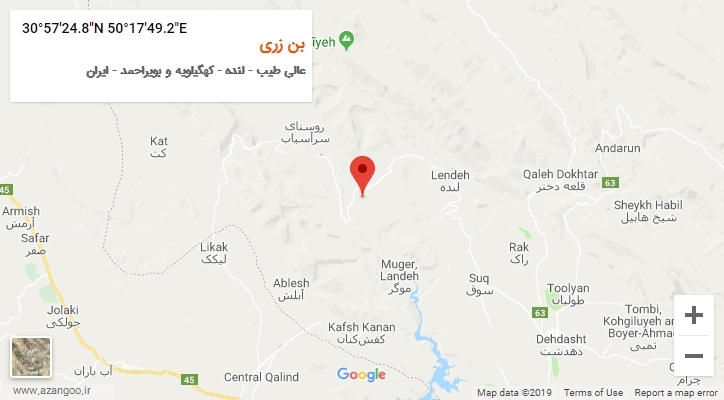 روستای بن زری بر روی نقشه