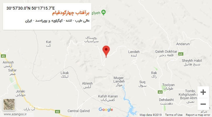 روستای برآفتاب چهارگودقیام بر روی نقشه