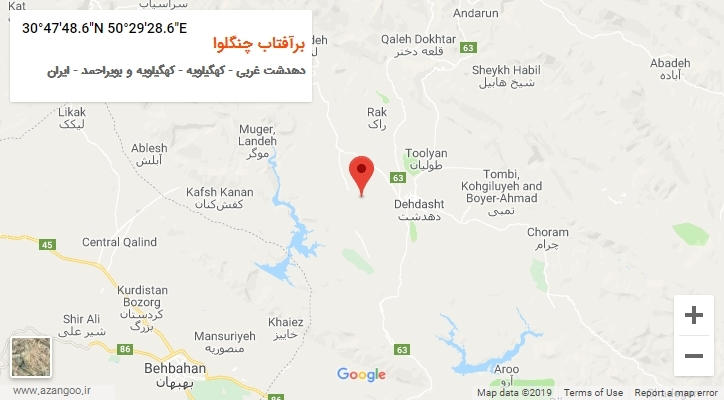 روستای برآفتاب چنگلوا بر روی نقشه