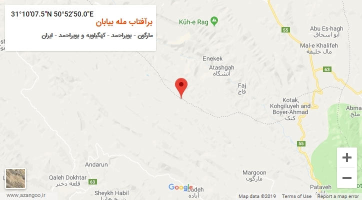 روستای برآفتاب مله بیابان بر روی نقشه