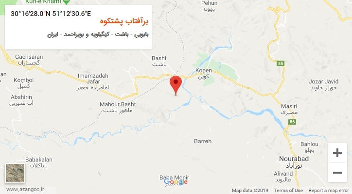 روستای برآفتاب پشتکوه بر روی نقشه