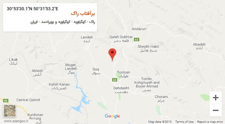 روستای برآفتاب راک بر روی نقشه