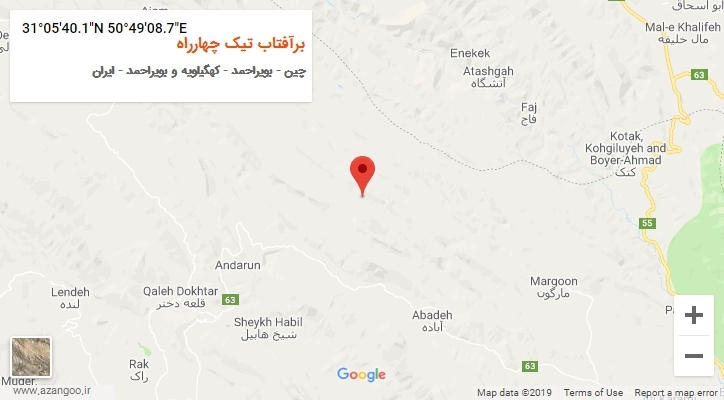 روستای برآفتاب تیک چهارراه بر روی نقشه