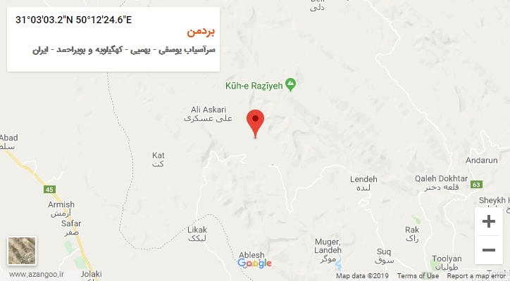 روستای بردمن بر روی نقشه