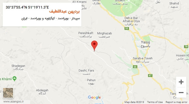 روستای بردپهن عبداللطیف بر روی نقشه