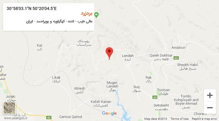 روستای بردزرد بر روی نقشه