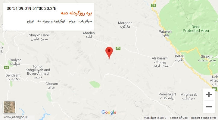 روستای بره روزگردنه دمه بر روی نقشه