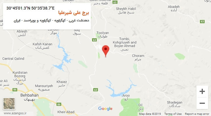 روستای برج علی شیرعلیا بر روی نقشه