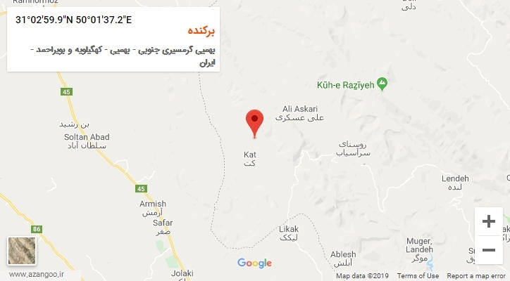 روستای برکنده بر روی نقشه