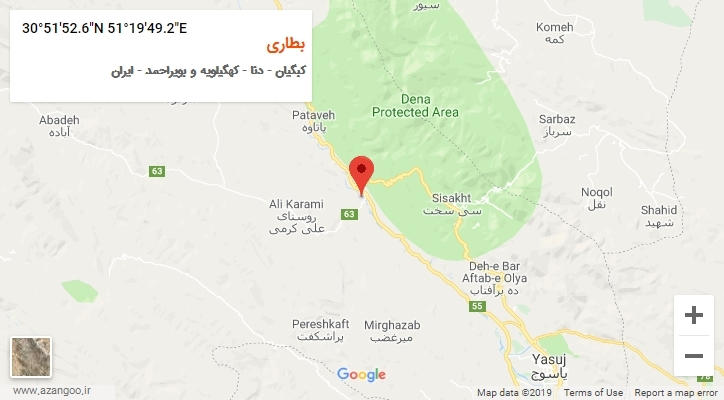 روستای بطاری بر روی نقشه