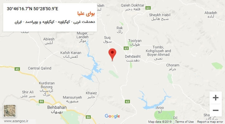 روستای بوای علیا بر روی نقشه