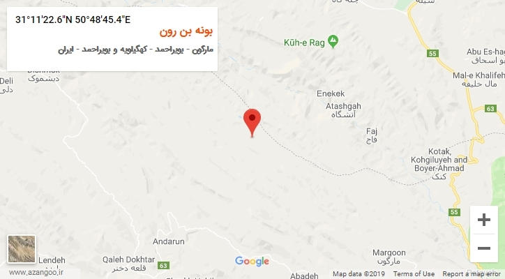 روستای بونه بن رون بر روی نقشه