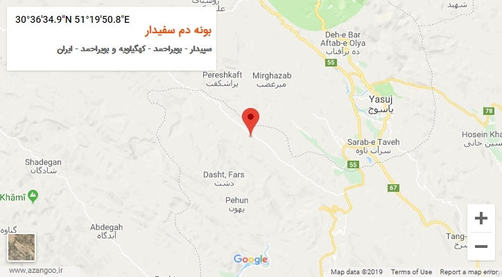 روستای بونه دم سفیدار بر روی نقشه