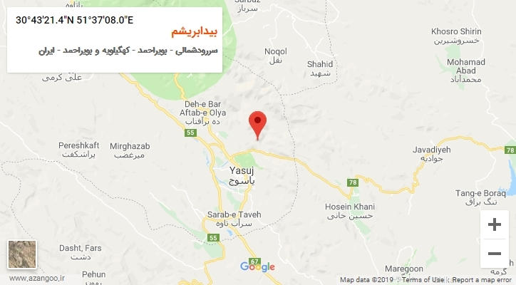روستای بیدابریشم بر روی نقشه