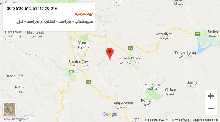 روستای بیدسردره بر روی نقشه