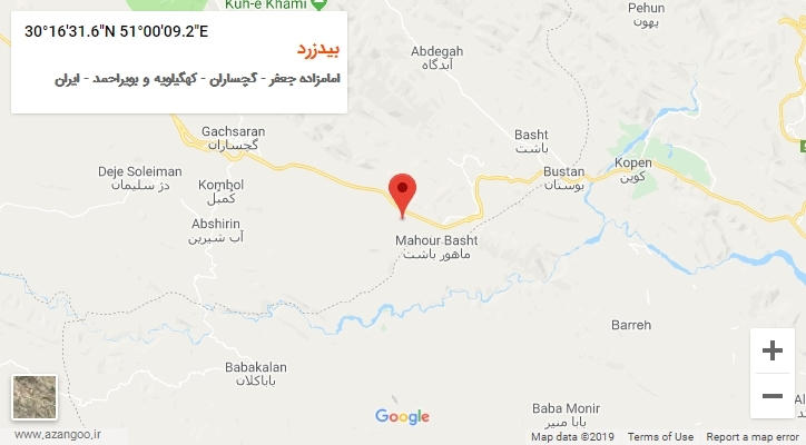 روستای بیدزرد بر روی نقشه