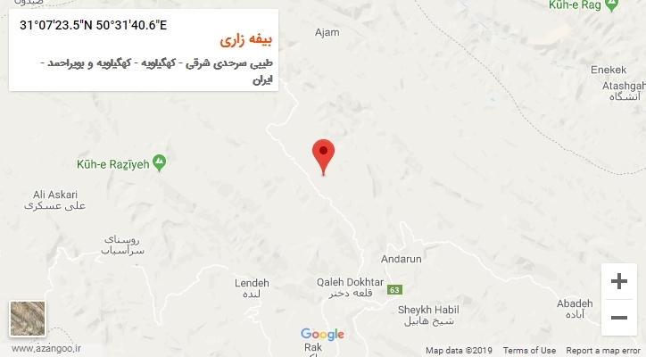 روستای بیفه زاری بر روی نقشه