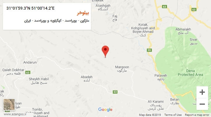 روستای بیلوخر بر روی نقشه