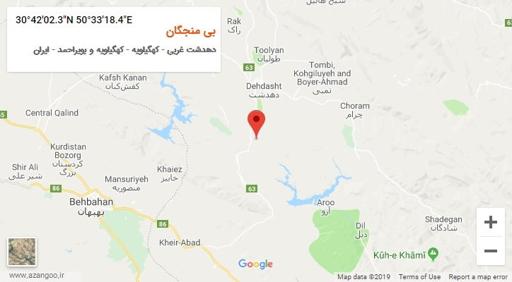 روستای بی منجگان بر روی نقشه