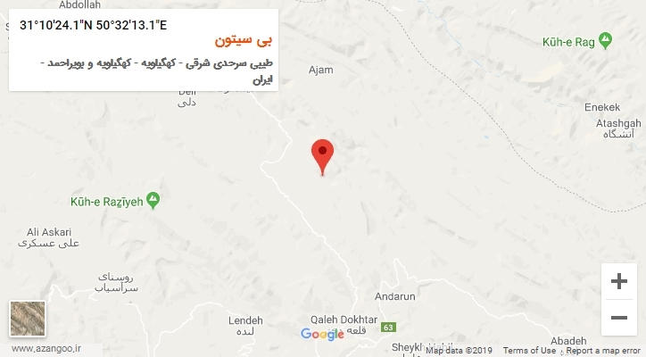 روستای بی سیتون بر روی نقشه