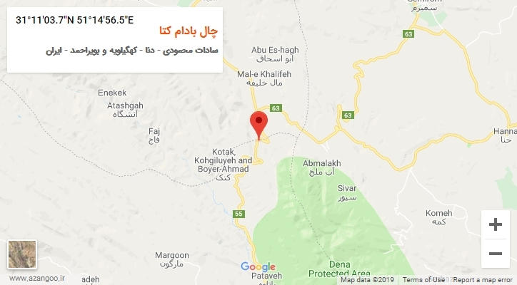 روستای چال بادام کتا بر روی نقشه