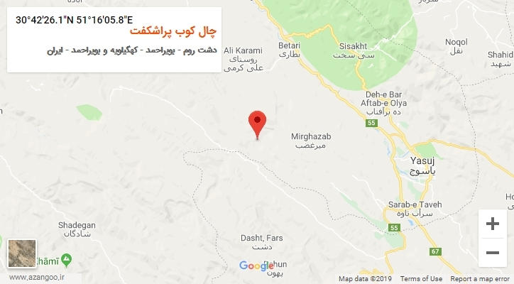 روستای چال کوب پراشکفت بر روی نقشه
