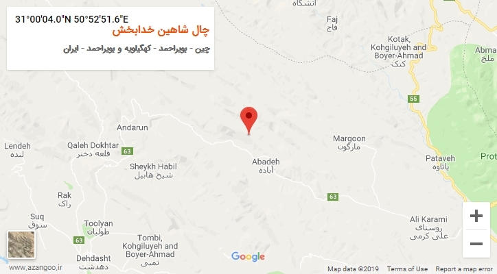 روستای چال شاهین خدابخش بر روی نقشه