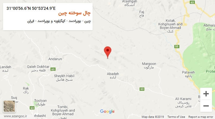 روستای چال سوخته چین بر روی نقشه