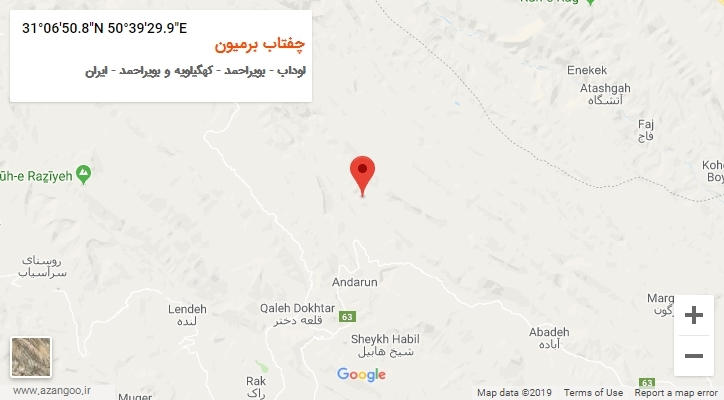 روستای چفتاب برمیون بر روی نقشه