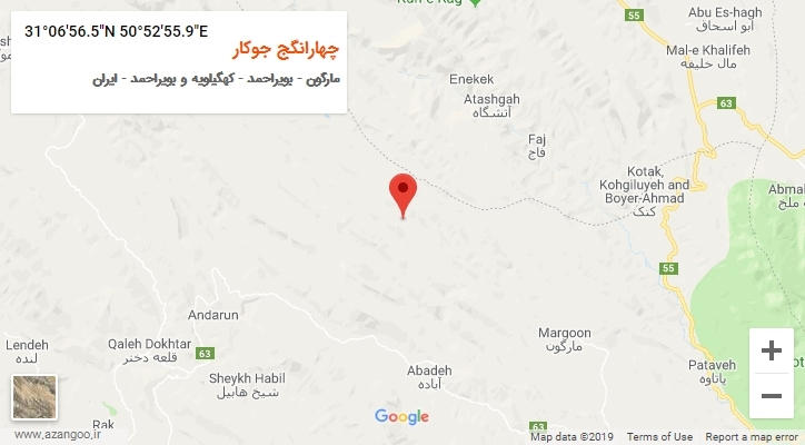 روستای چهارانگج جوکار بر روی نقشه