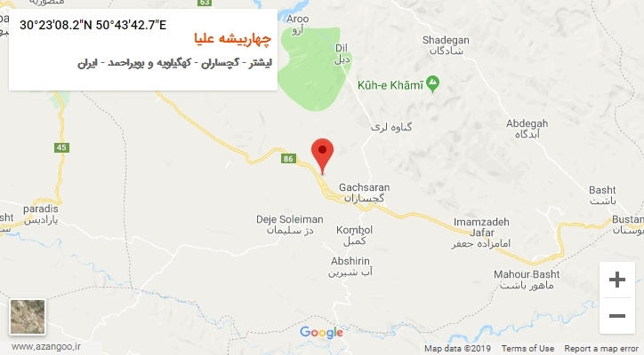 روستای چهاربیشه علیا بر روی نقشه