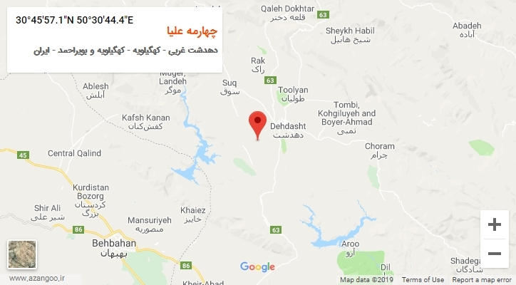 روستای چهارمه علیا بر روی نقشه