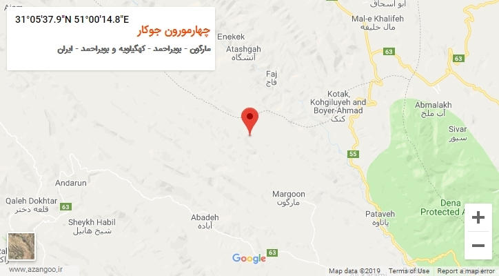 روستای چهارمورون جوکار بر روی نقشه