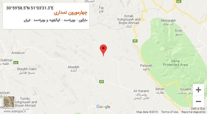 روستای چهارمورون تمداری بر روی نقشه