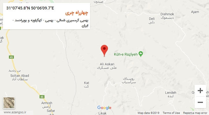 روستای چهارراه چری بر روی نقشه