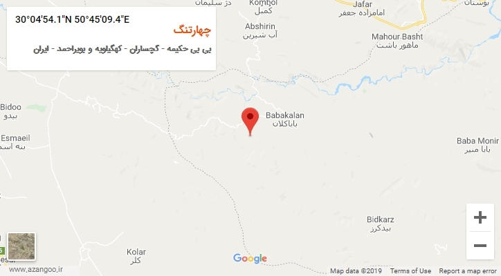 روستای چهارتنگ بر روی نقشه