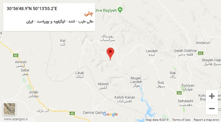 روستای چلی بر روی نقشه