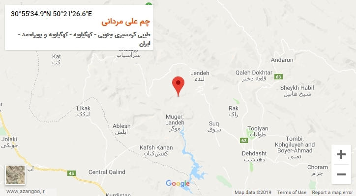 روستای چم علی مردانی بر روی نقشه