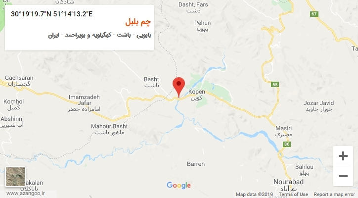 روستای چم بلبل بر روی نقشه